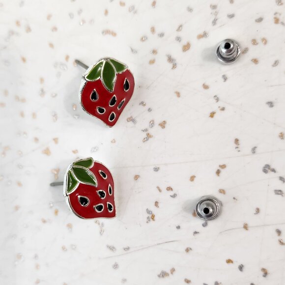 BFD- Small Strawberry Stud Earrings - Picture 4 of 6